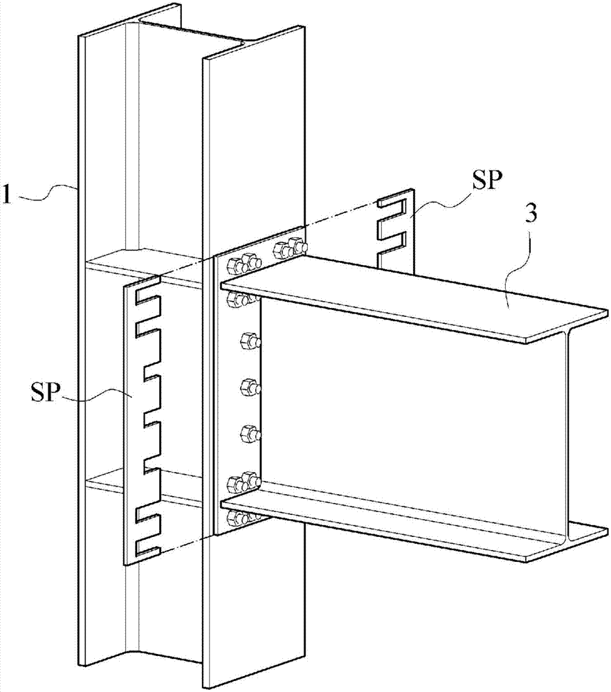 Steel beam attachment structure