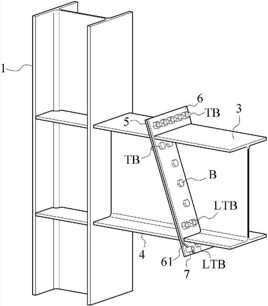 Steel beam attachment structure