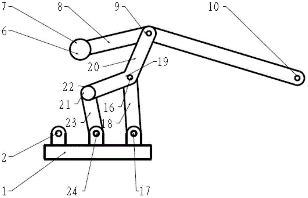 12R controllable excavating mechanism capable of realizing big arm swinging through active and alternate metamorphism