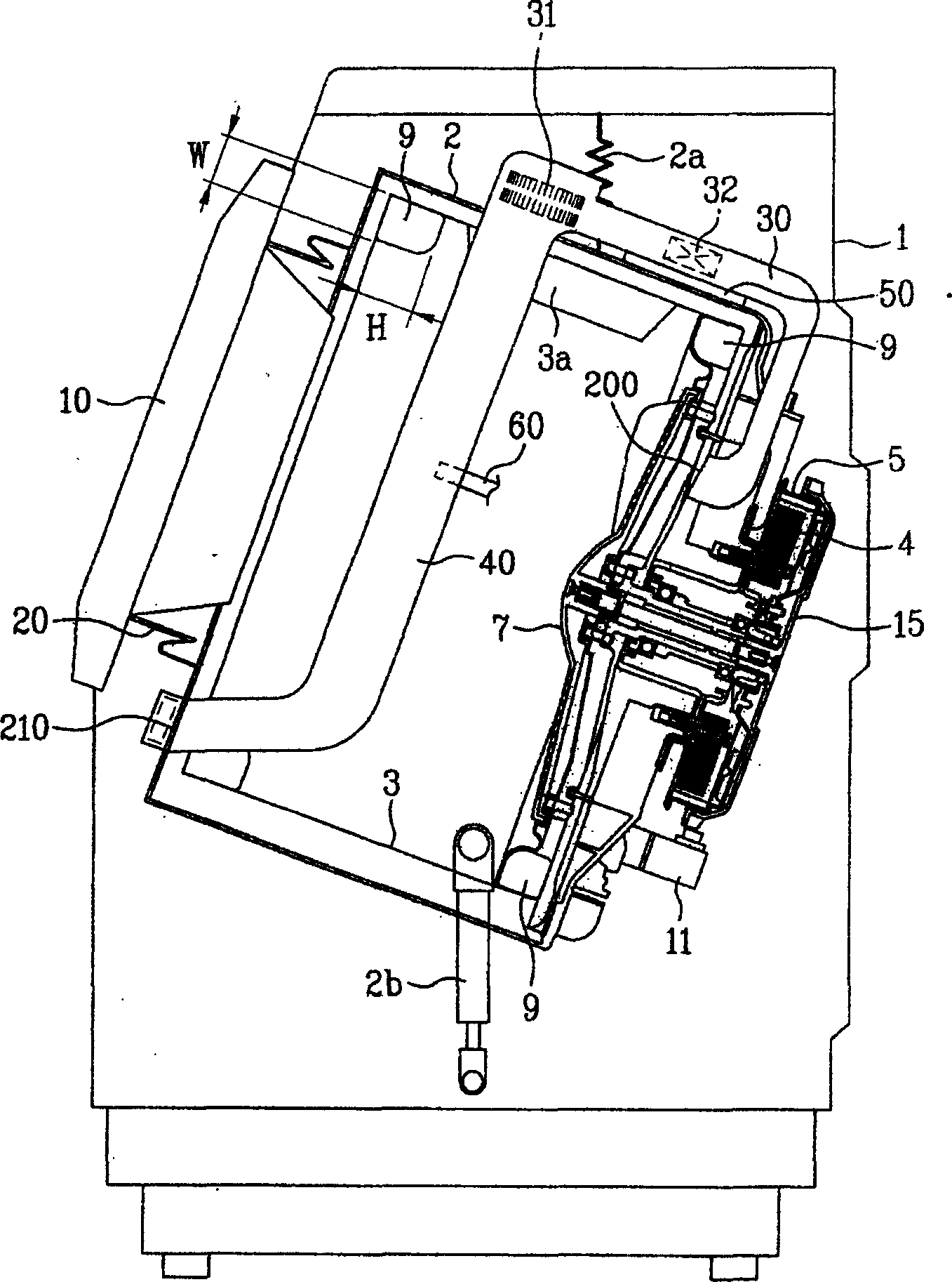 Inclined rotary drum washing and drying machine with pulsative wheel