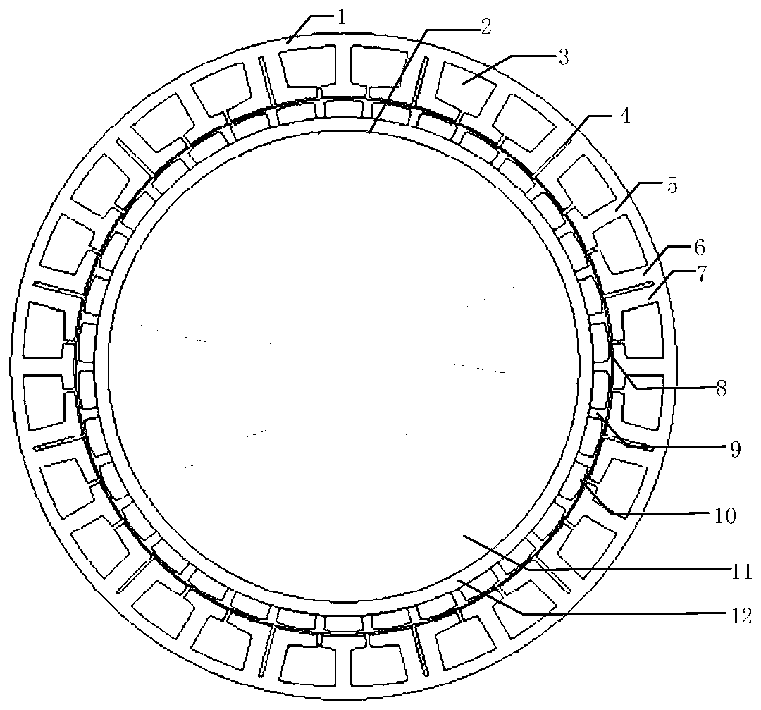 Few-groove multi-pole permanent magnet fault-tolerant rim propulsion motor