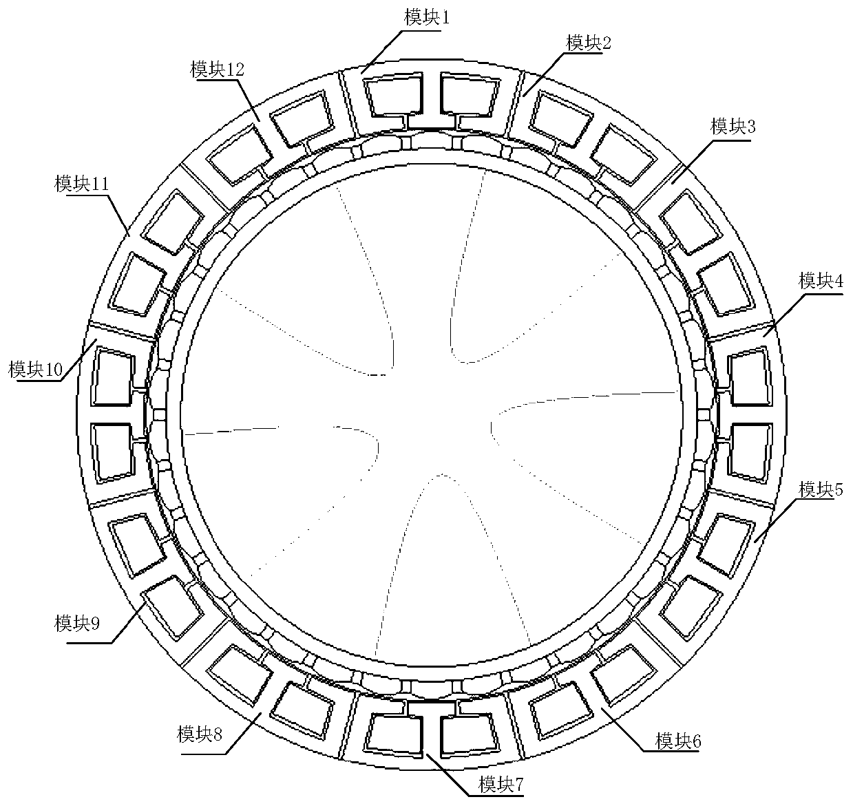 Few-groove multi-pole permanent magnet fault-tolerant rim propulsion motor