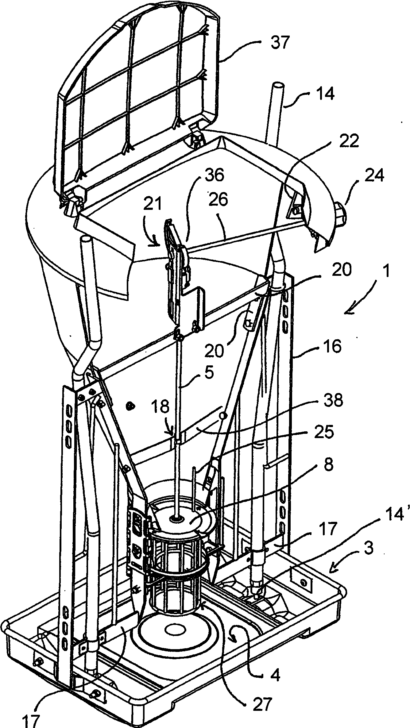 Feeding device with grate