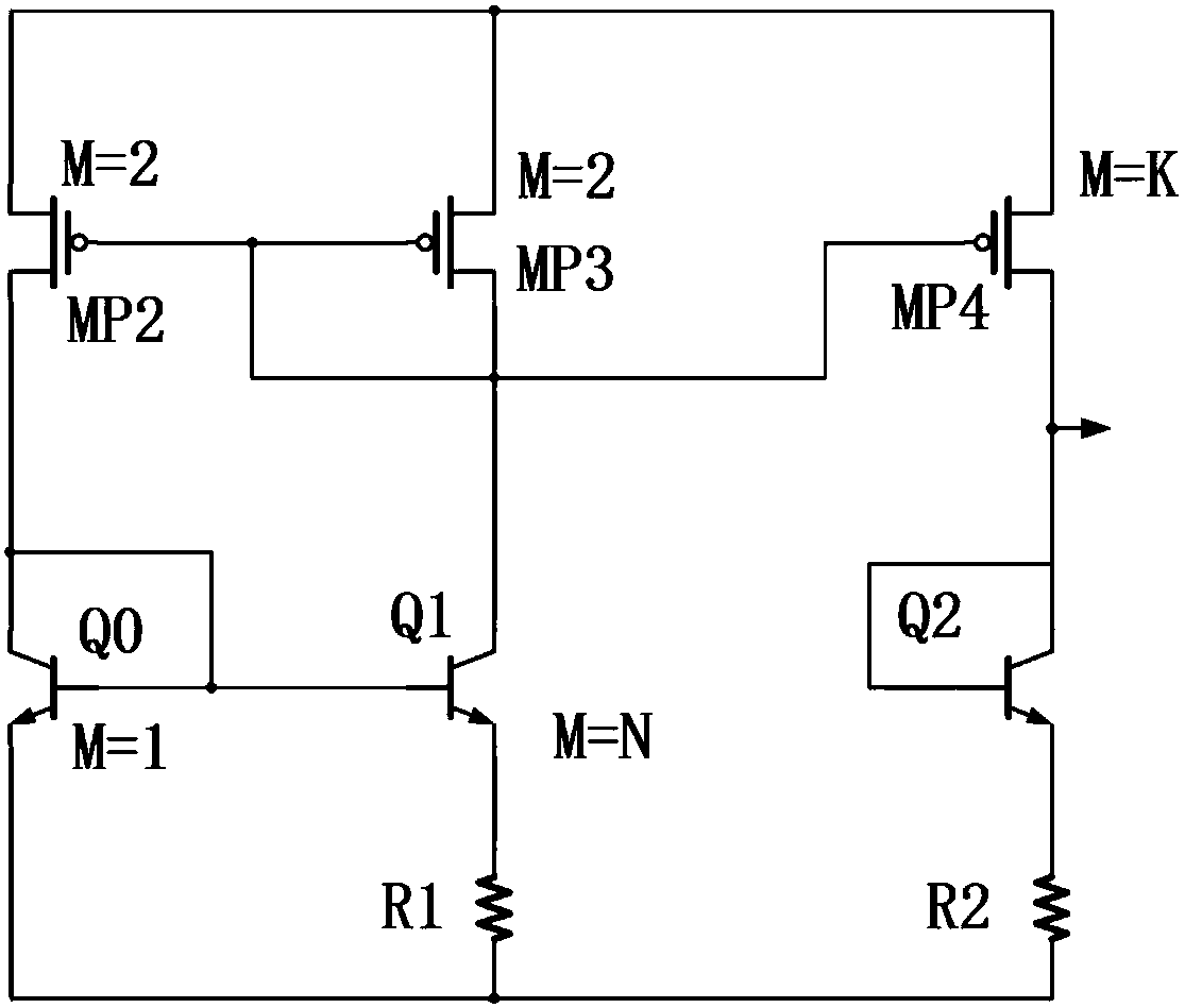 Operational-amplifier-free high-order low-temperature-drift bandgap reference circuit