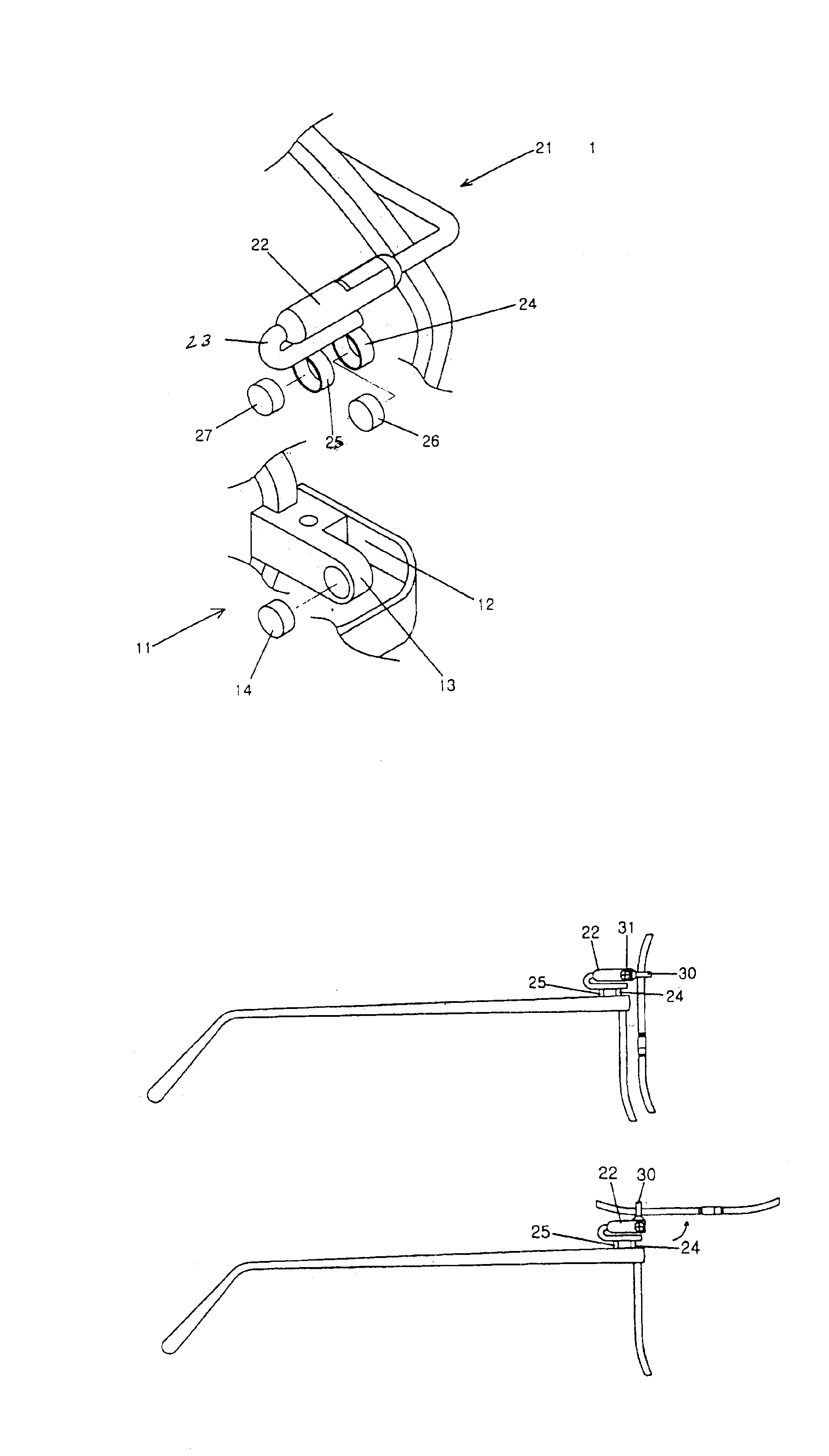 Eyeglass device having primary and auxiliary spectacle frames