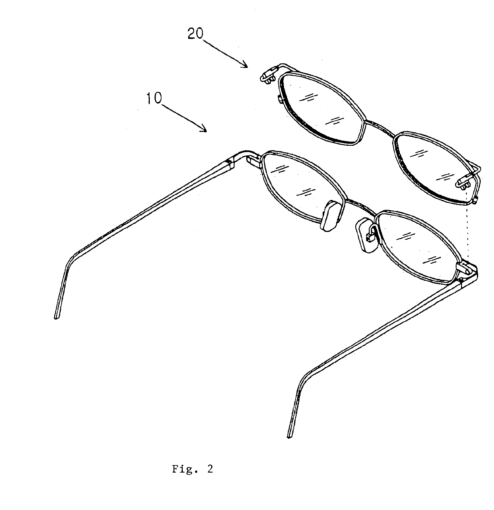 Eyeglass device having primary and auxiliary spectacle frames