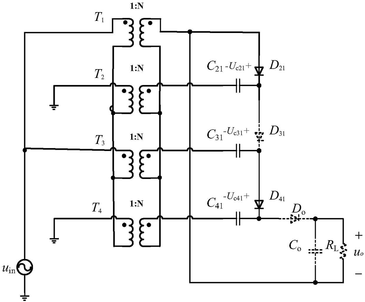 Large-capacity isolated DC/DC converter based on multi-phase three-level inverter