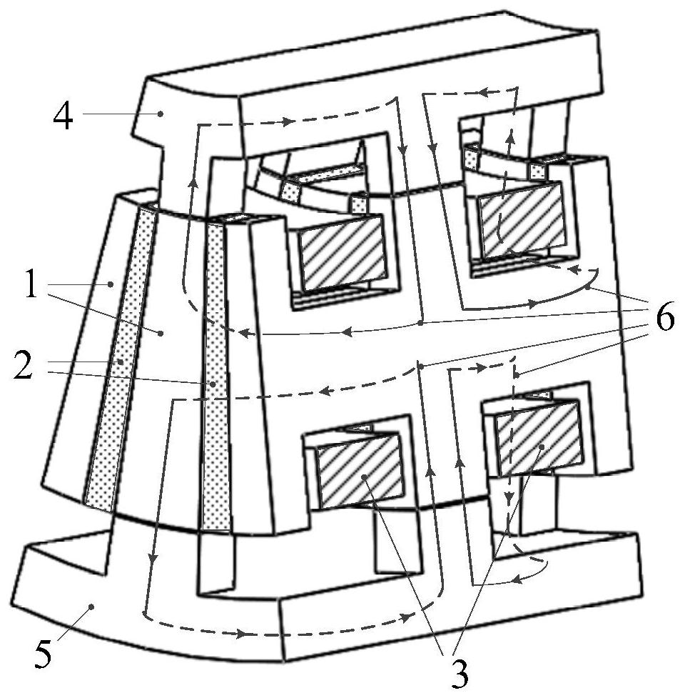 Six-phase magnetism-concentrating internal and external passive rotor transverse flux permanent magnet motor