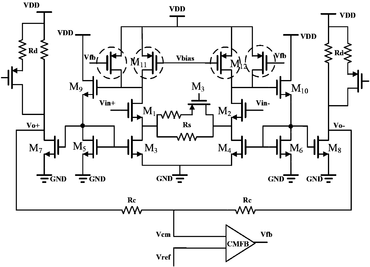 Low-power-consumption variable gain amplifier