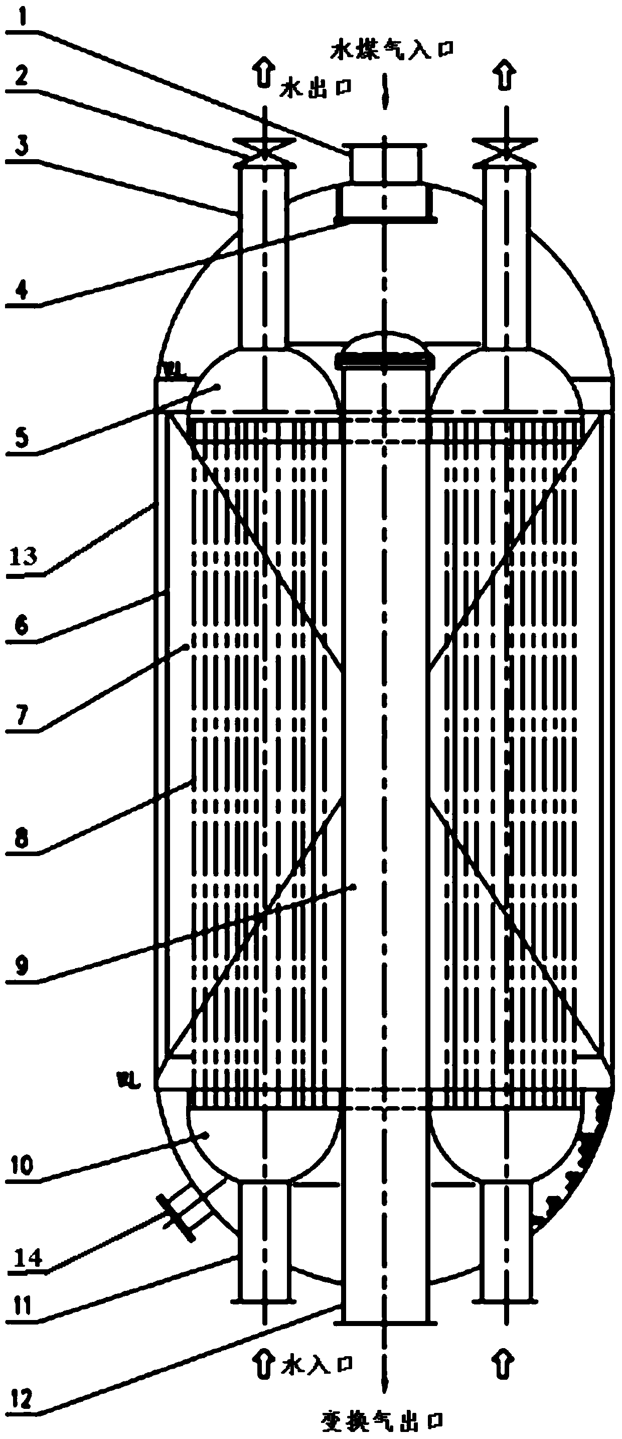Radial flow by-product steam isothermal shift converter