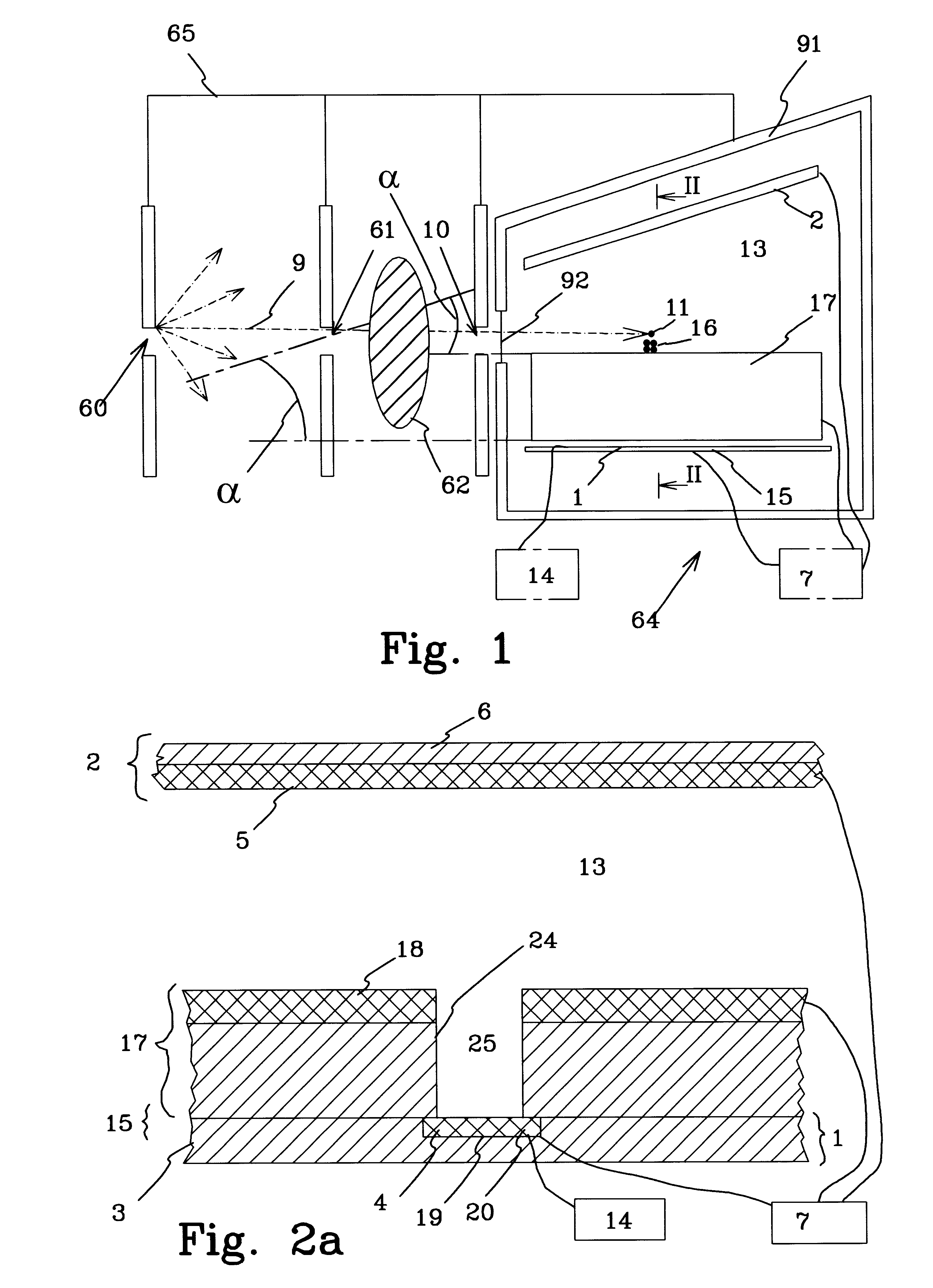 Radiation detector and an apparatus for use in planar beam radiography