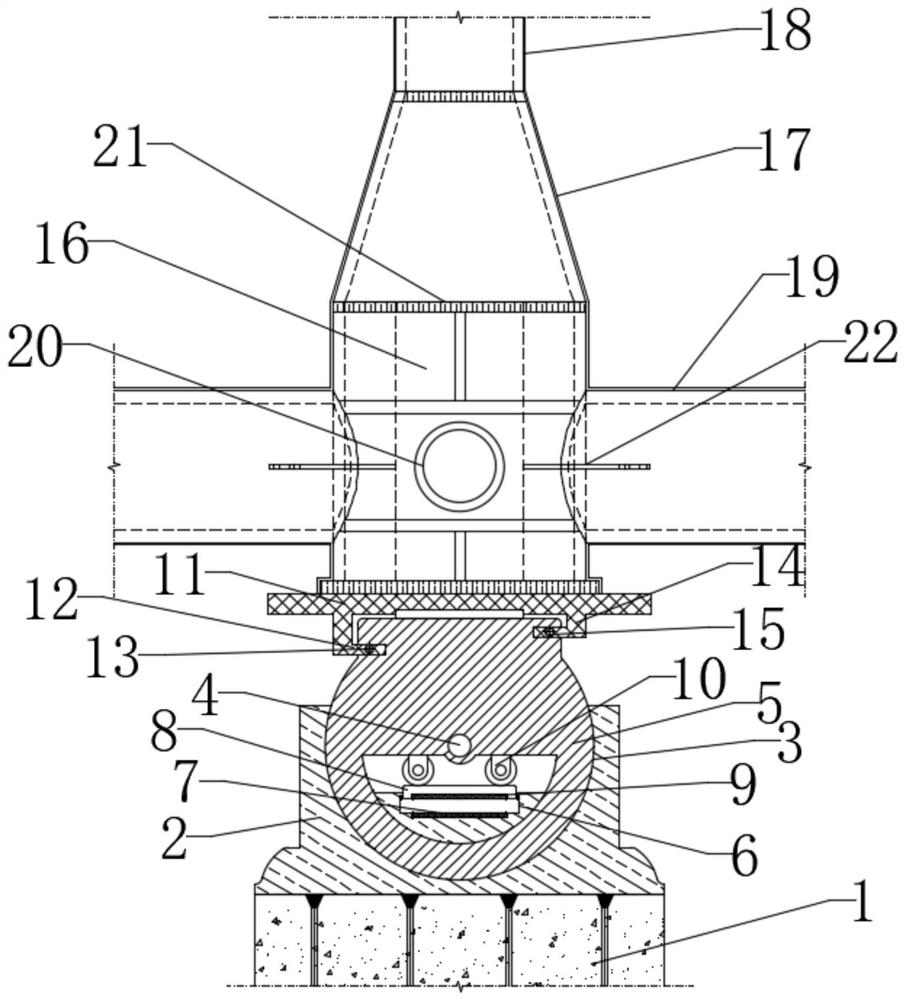 Multi-angle rotating spherical hinge support system for building steel grid structure