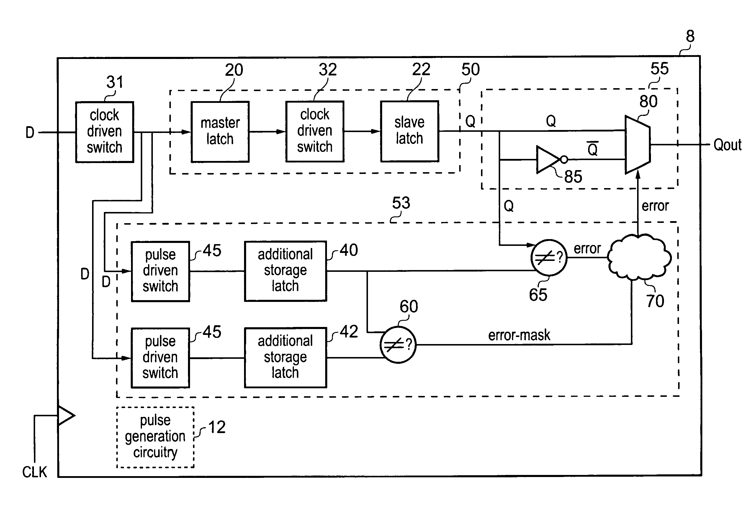 Correction of single event upset error within sequential storage circuitry of an integrated circuit