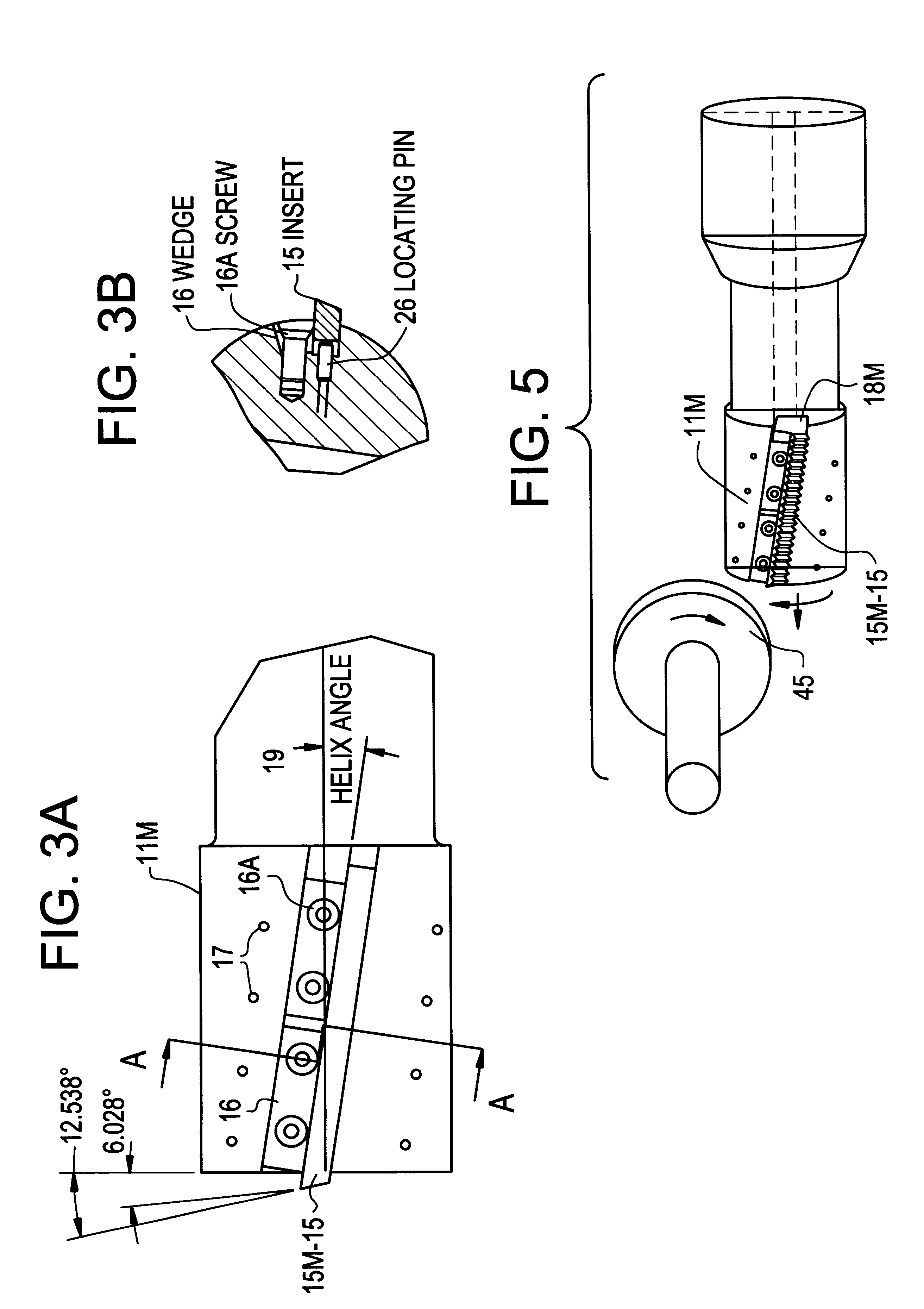 Tool with straight inserts for providing helical cutting action
