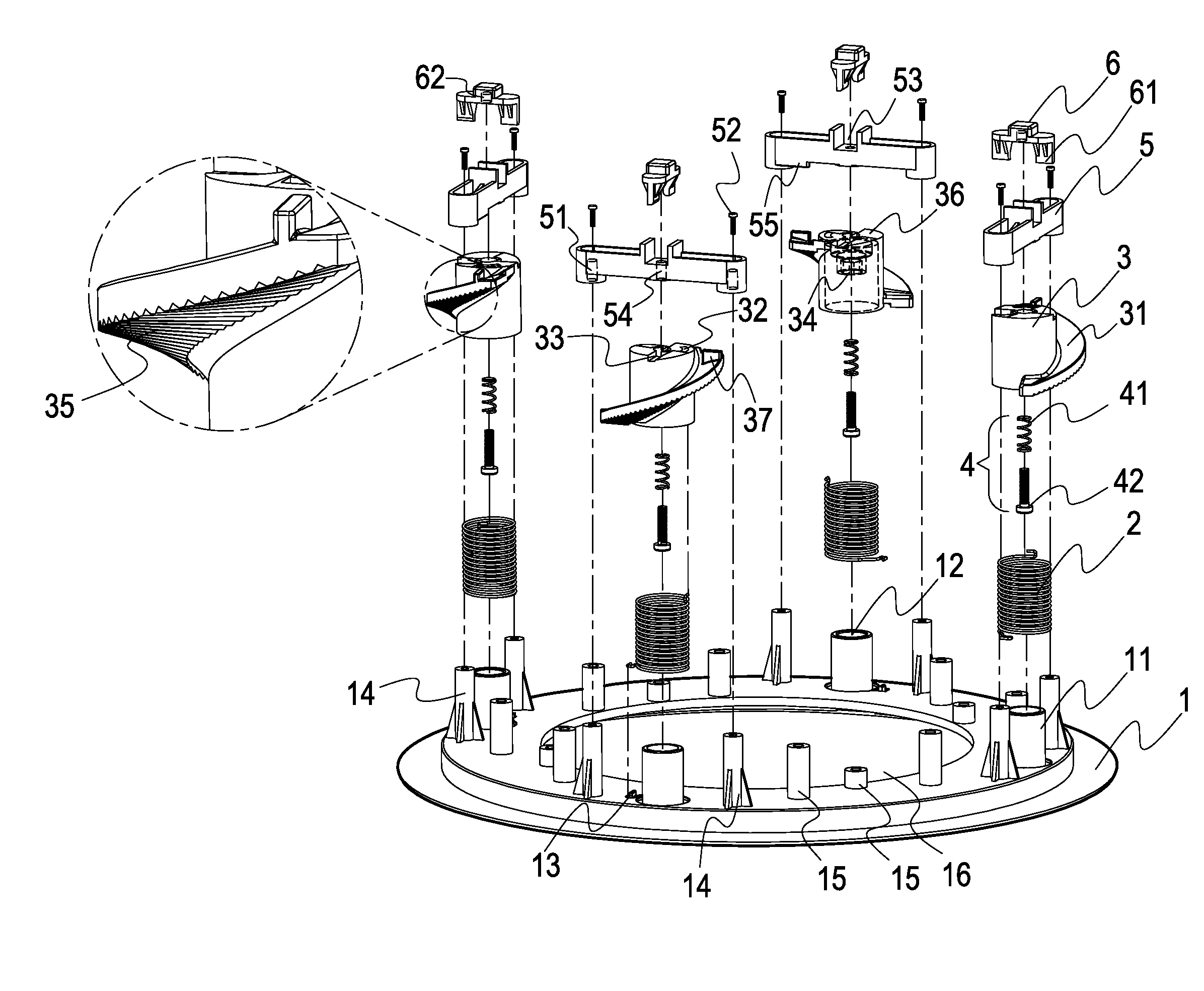 Rapid installation and detachment device for flush mounting speaker on ceiling or wall