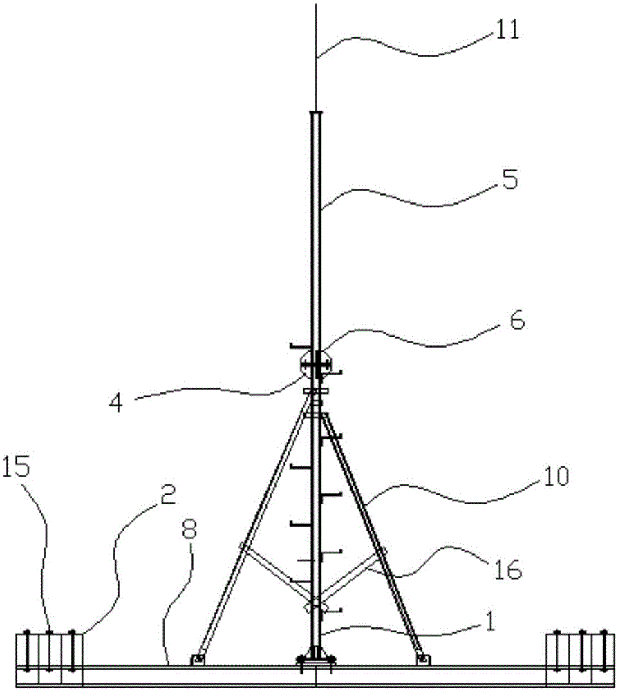 Roof counterweighted communications tower