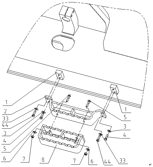 Pedal frame assembly of excavator track frame