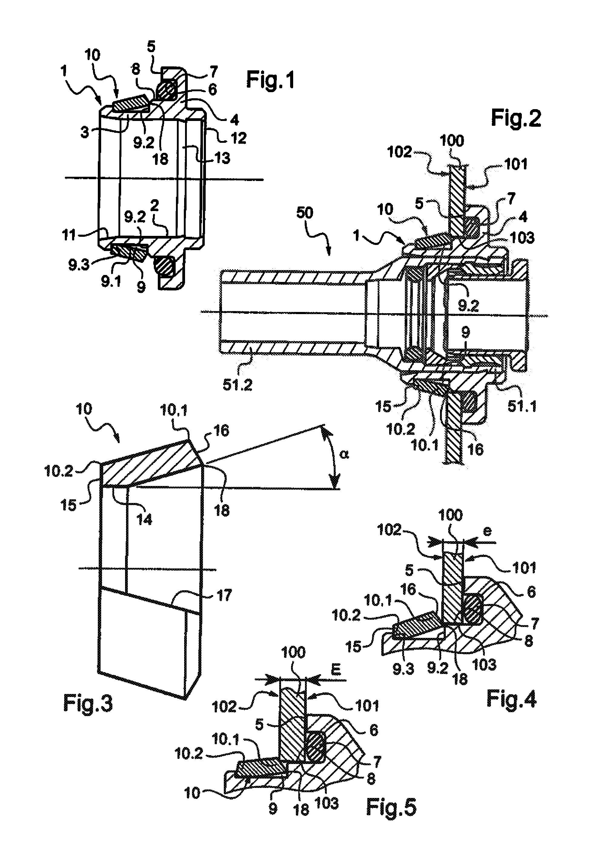 Anchor device for anchoring an element such as a fluid coupling in an opening in a wall