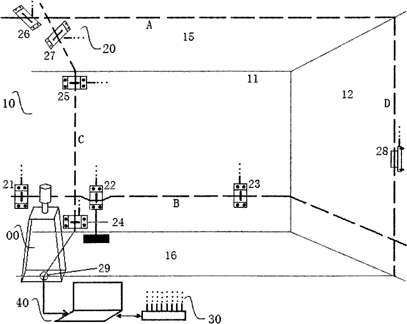 Digital detection device of laser line projector based on linear array ccd