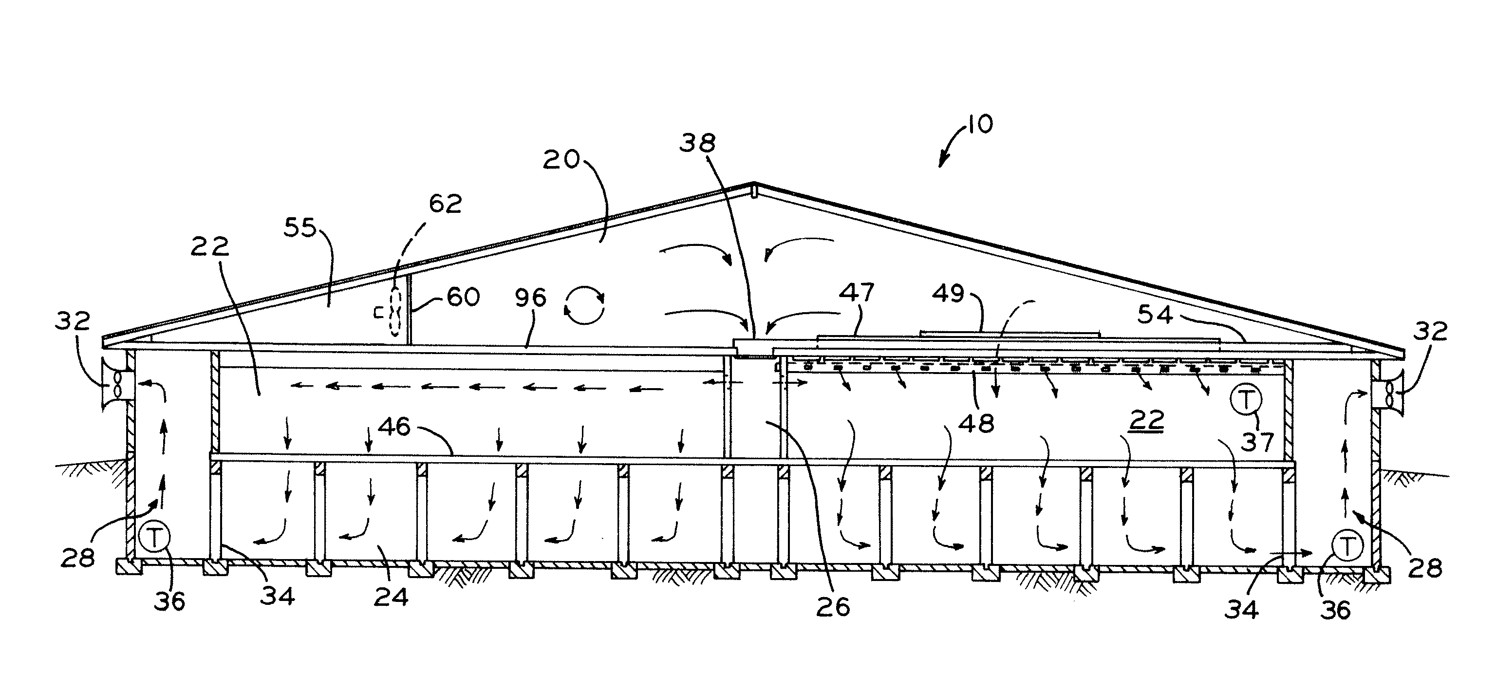 Individual room duct and ventilation system for livestock production building