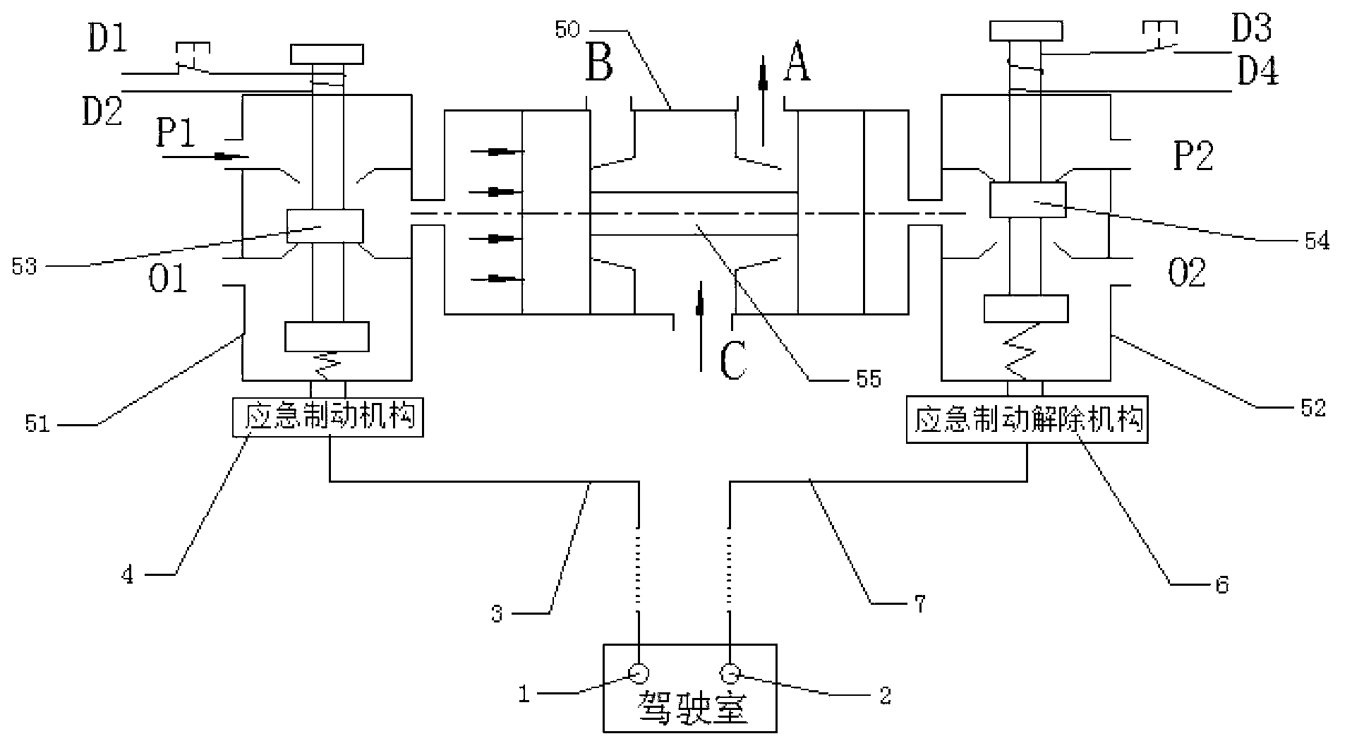 Pneumatic type integrated electronic parking brake valve with emergency operation