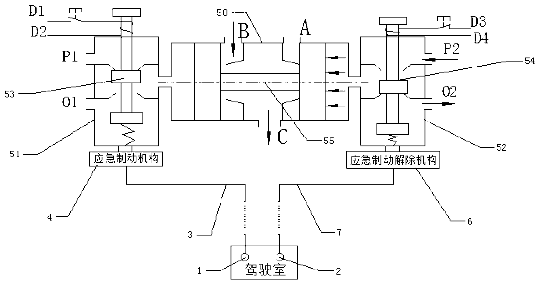 Pneumatic type integrated electronic parking brake valve with emergency operation