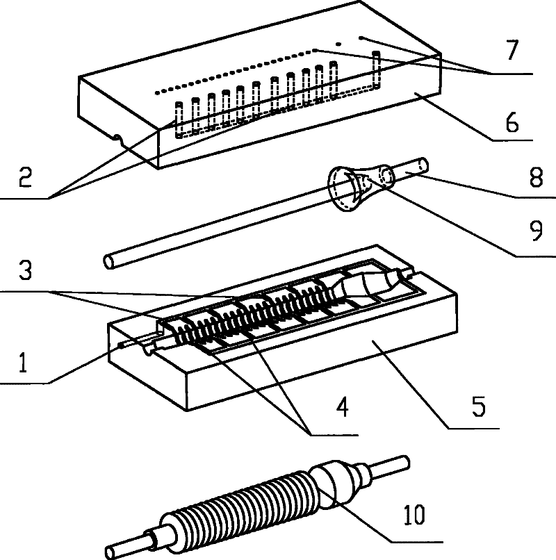 Moulding method for insulating part manufacture of high-voltage cable accessory and moulding mold