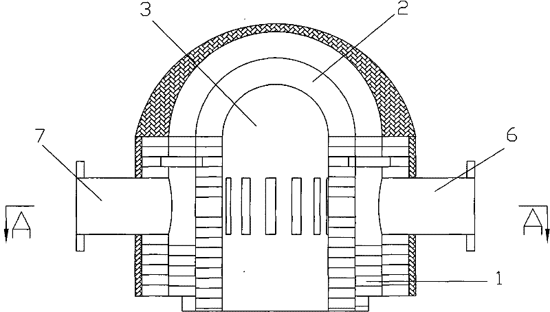 Loop swirl-flow premixed short-flame injection burning device