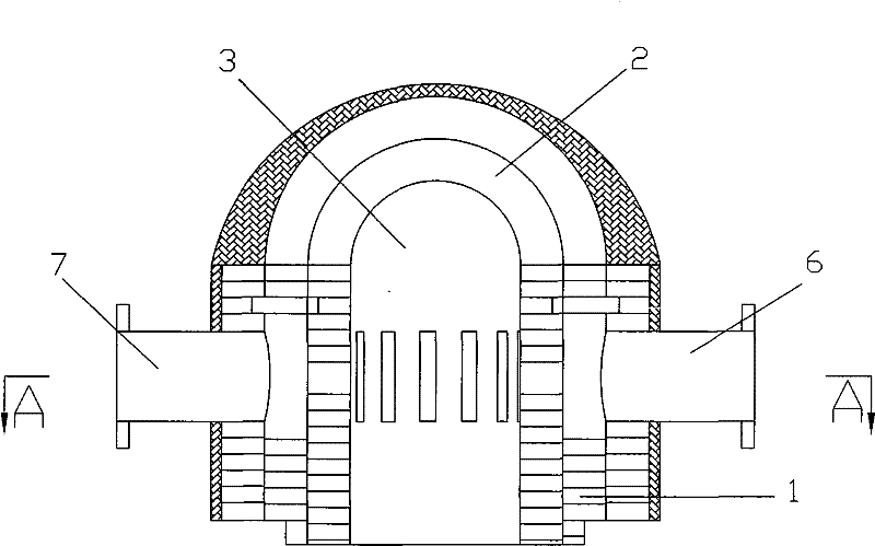 Loop swirl-flow premixed short-flame injection burning device