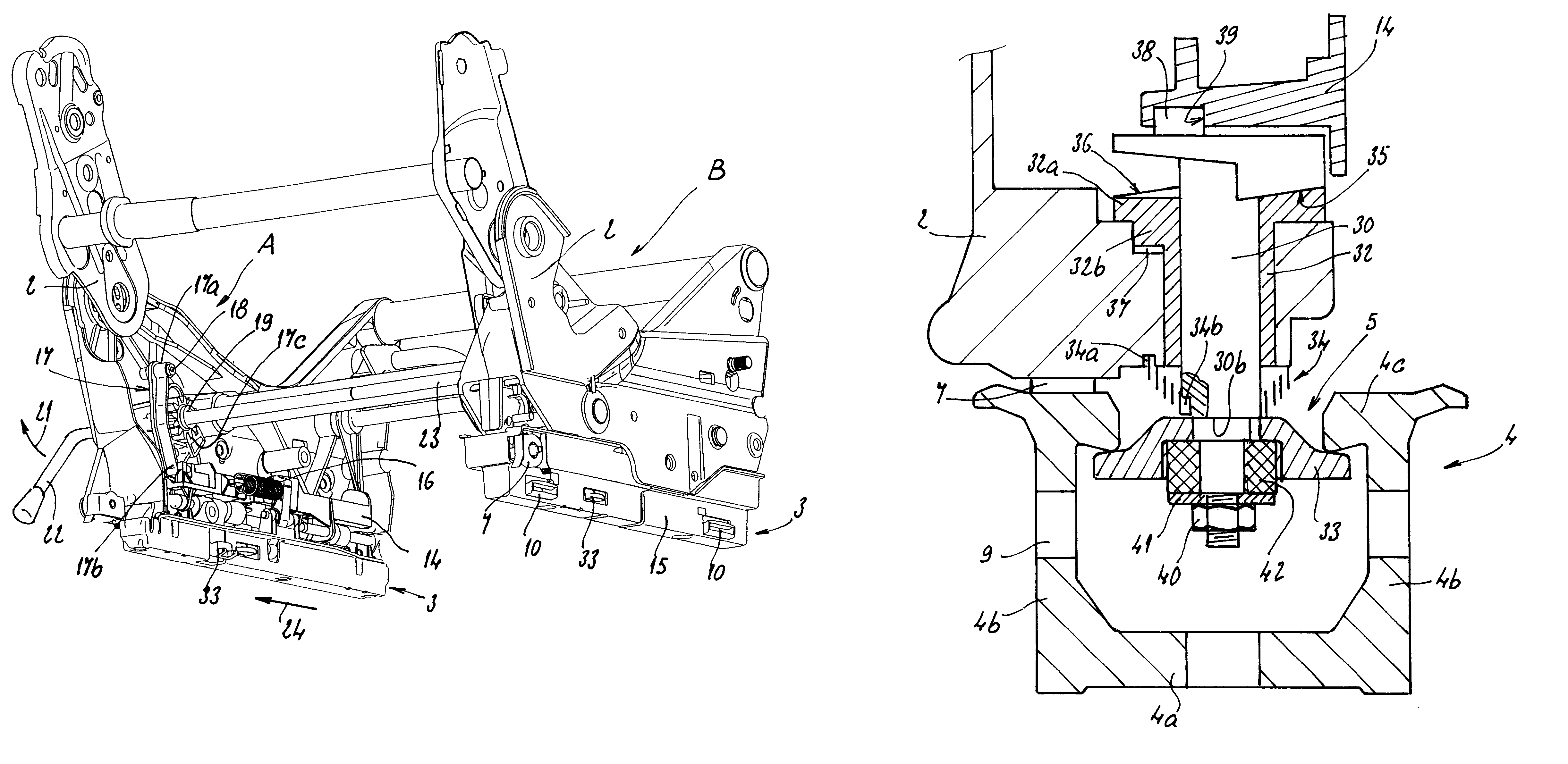 Device for the vertical and automatic wedging of a vehicle seat