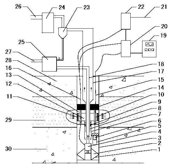 Natural gas hydrate water discharge gas production exploitation device and exploitation method of natural gas hydrate water discharge gas production exploitation device