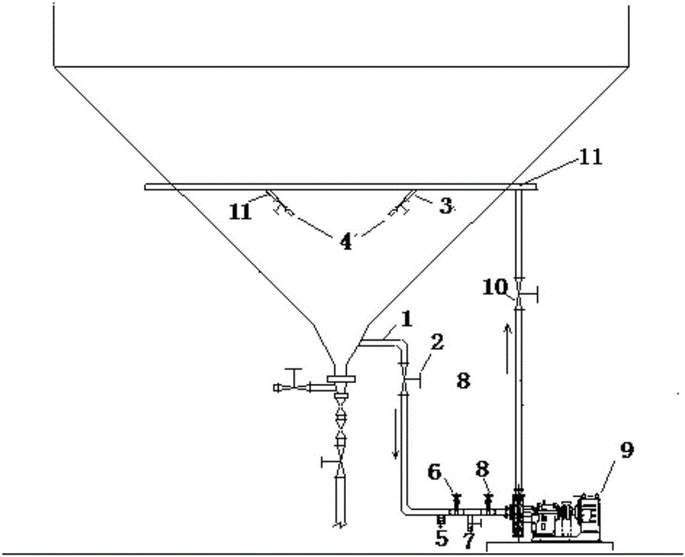 Bottom flow shearing and thickening device and method for thickener