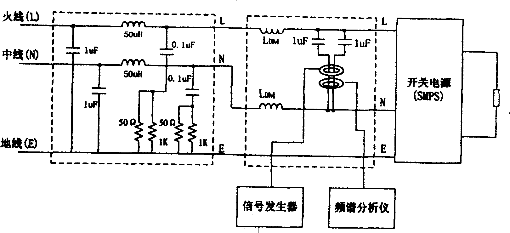 Device and method for measuring internal impedance of noise source of switch power supply EMI