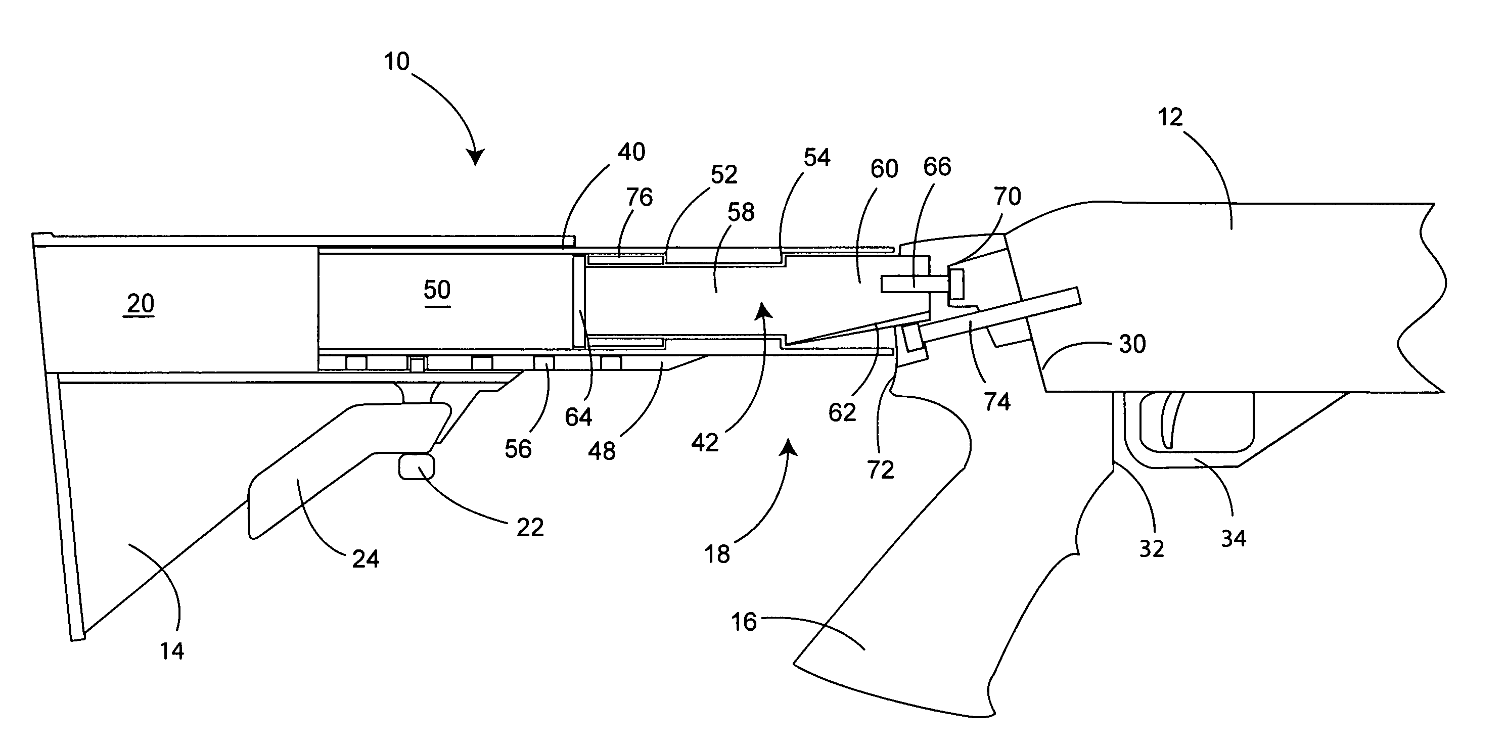 Stock assembly with recoil suppression