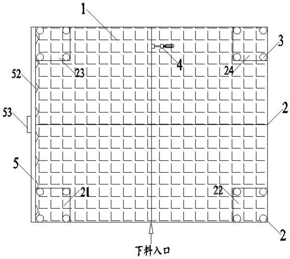 Special grid for raw material feeding ground bin