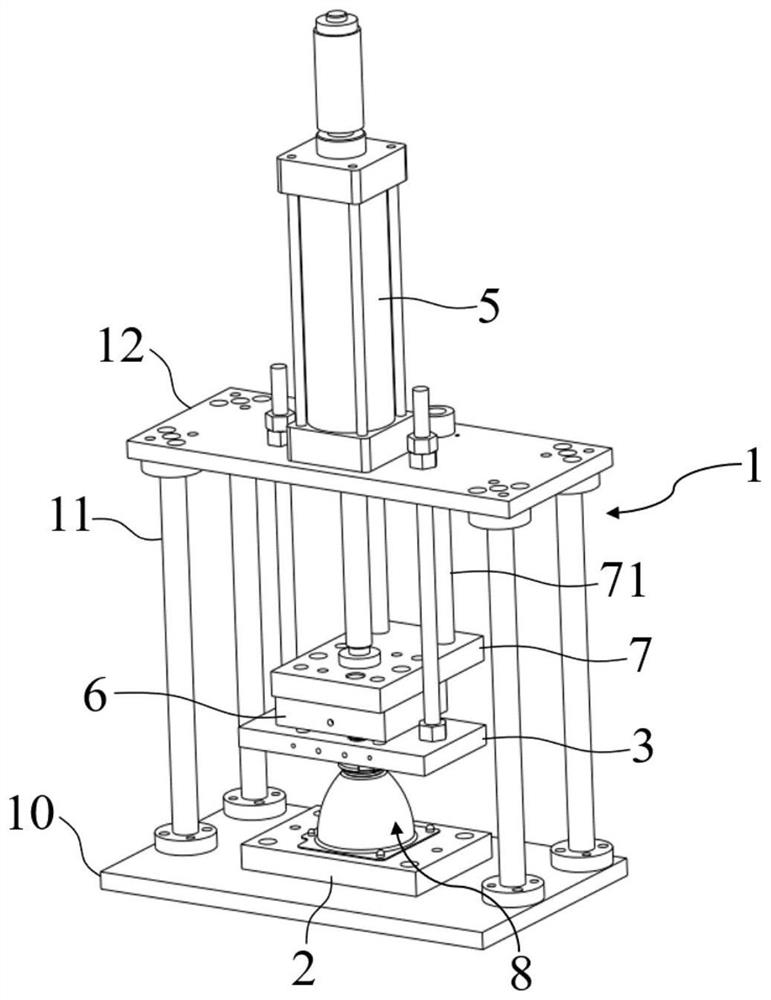 A lamp holder reflector bowl assembly device and assembly method