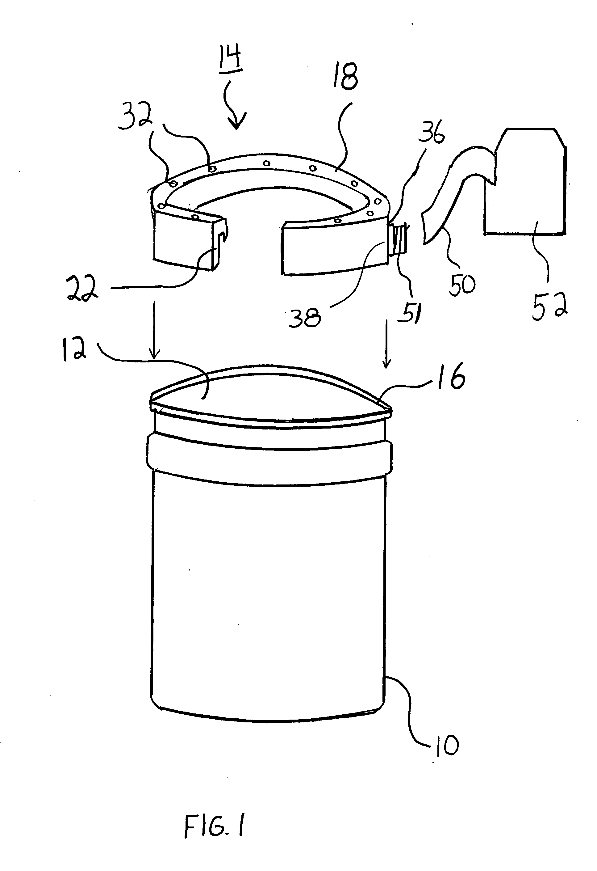 Particulate collector for mixing container