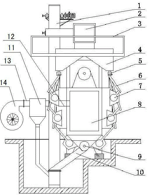 Shot blasting machine with dust pre-separation function and using method thereof