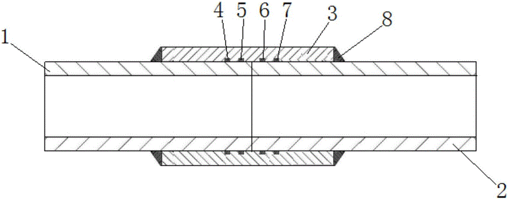 Pipeline welding structure for pull pipe construction method