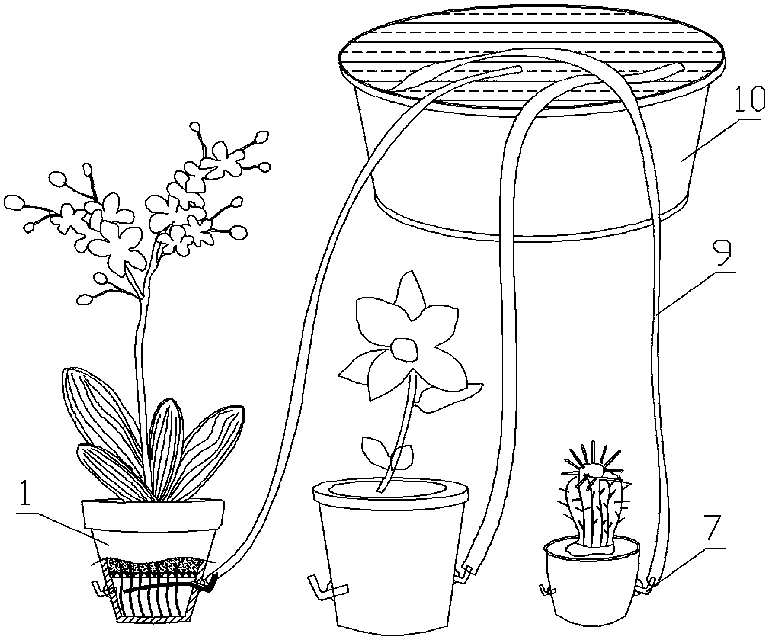 Flowerpot free of being watered every day