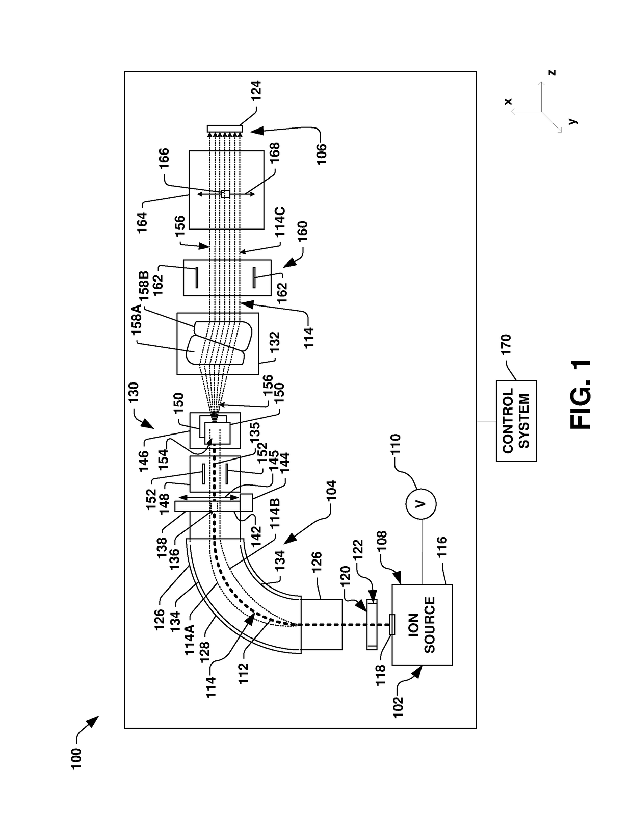 Ion implantation system having beam angle control in drift and deceleration modes