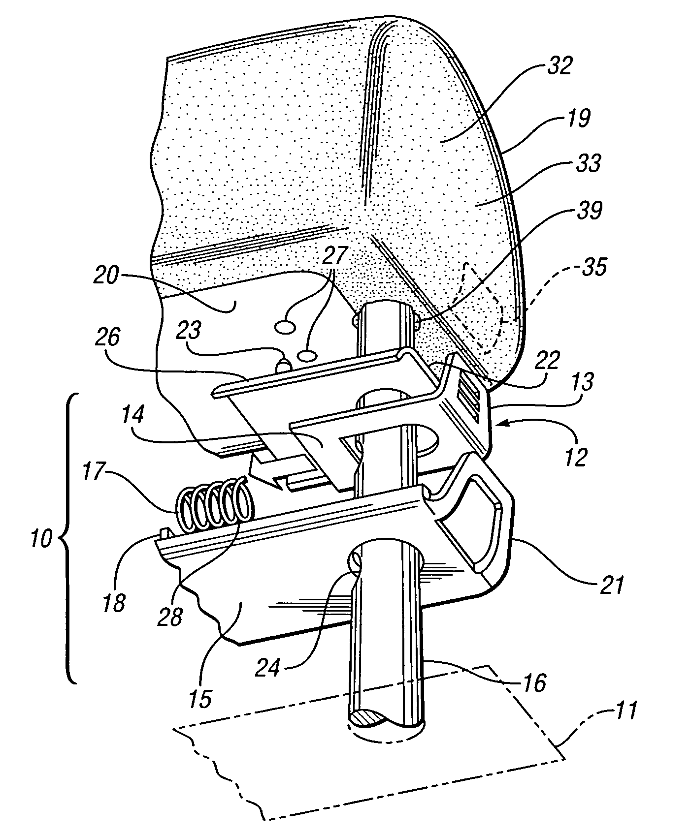 Head restraint adjustment and trim closeout apparatus and method