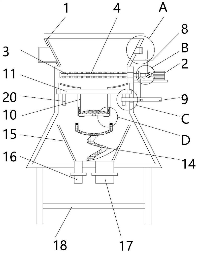 Chemical machinery raw material screening device