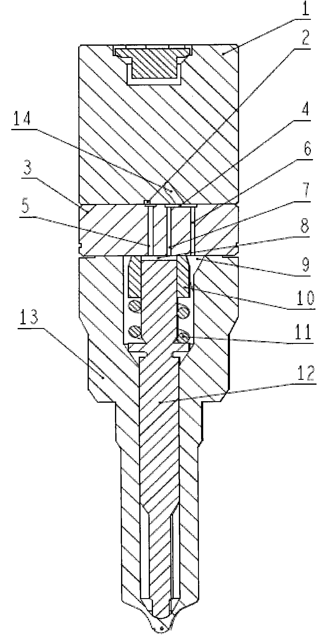 Oil inlet and return orifice of common rail oil sprayer and control cavity structure