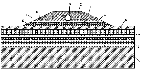 Overground laying type block rubble pipe embankment cooling structure