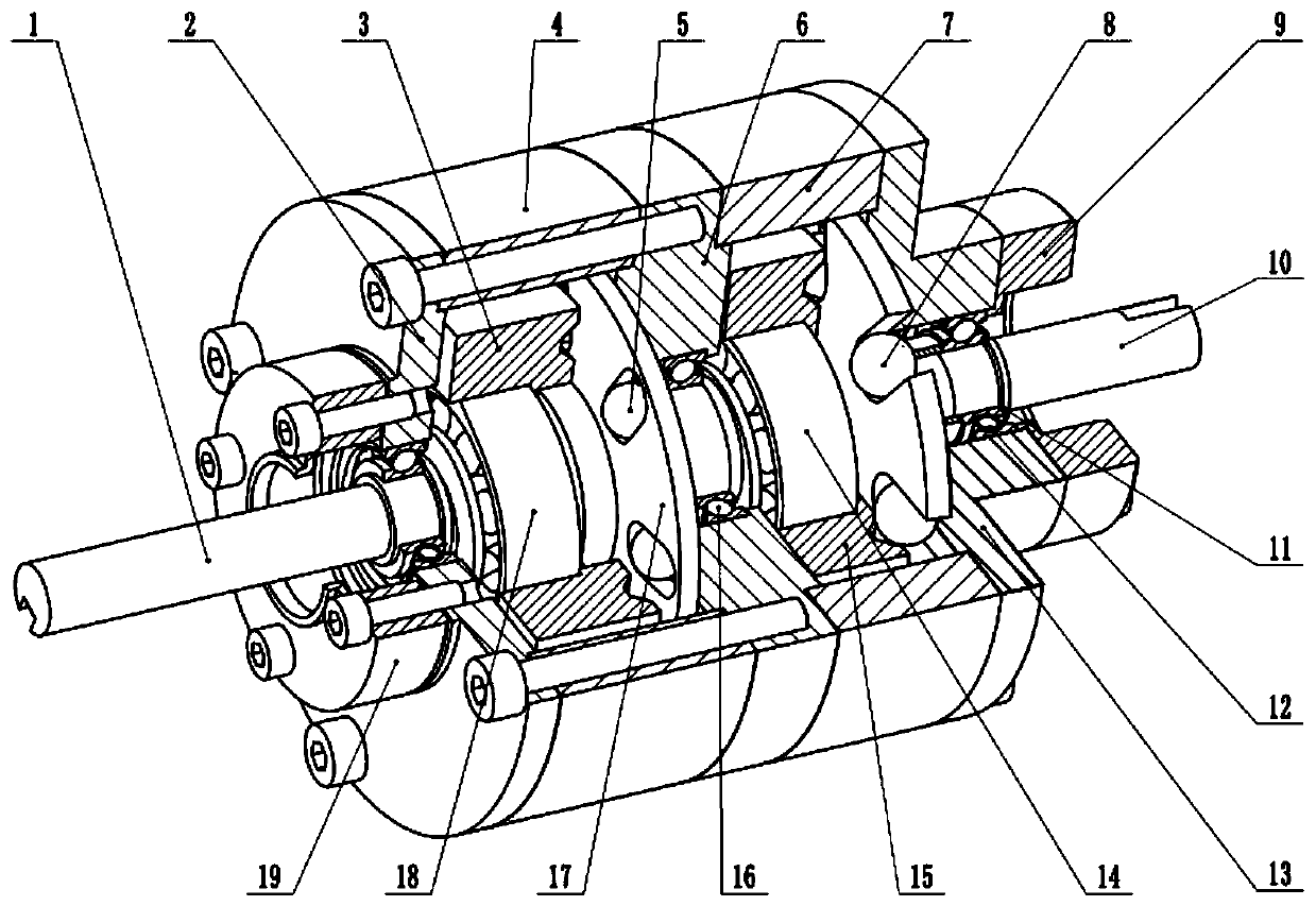 Speed reducer for eccentric driving and double-stage planar oscillating tooth gear