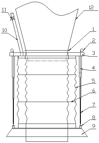 Telescopic flying-dust-free ash discharging device