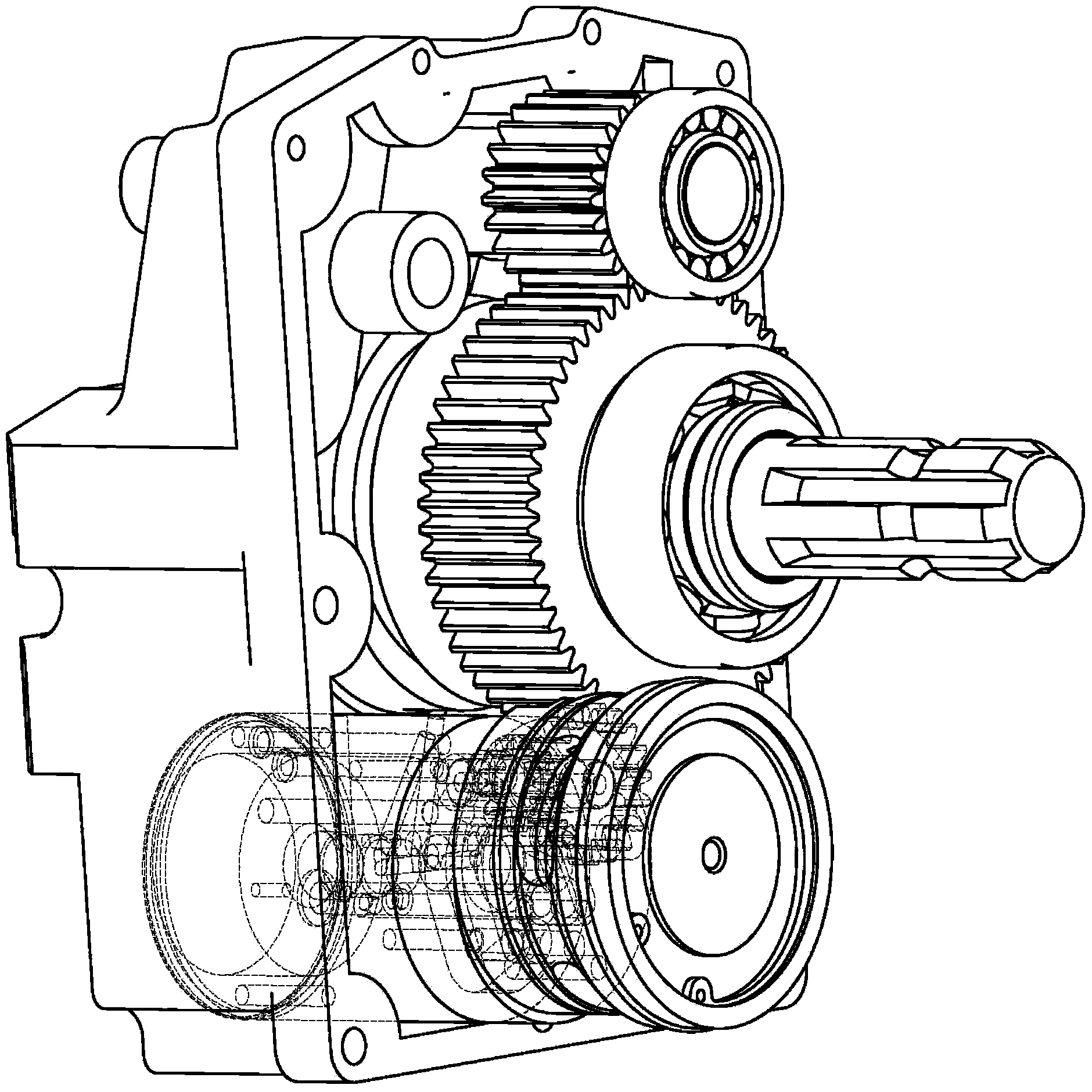 Front power output gearbox of wheeled tractor adopting hydraulic clutch