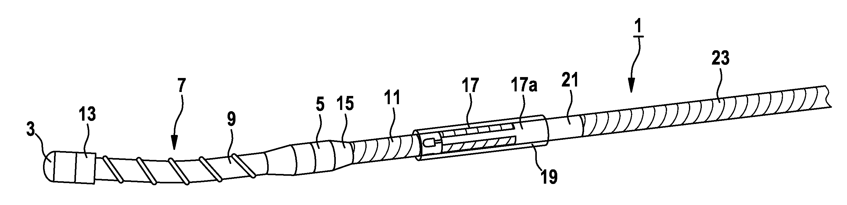Implantable catheter lead or electrode lead