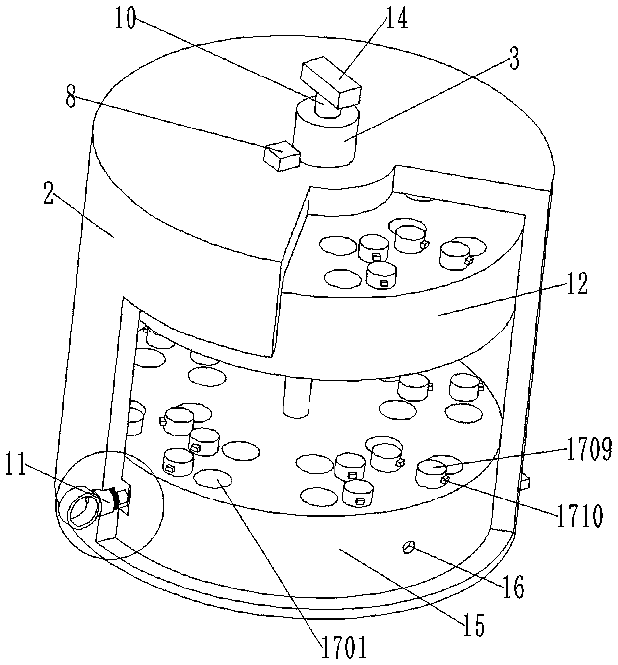 Cell detection device with partitioned sampling private bin